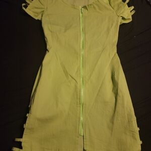 Lime Green Dress with Front Zipper